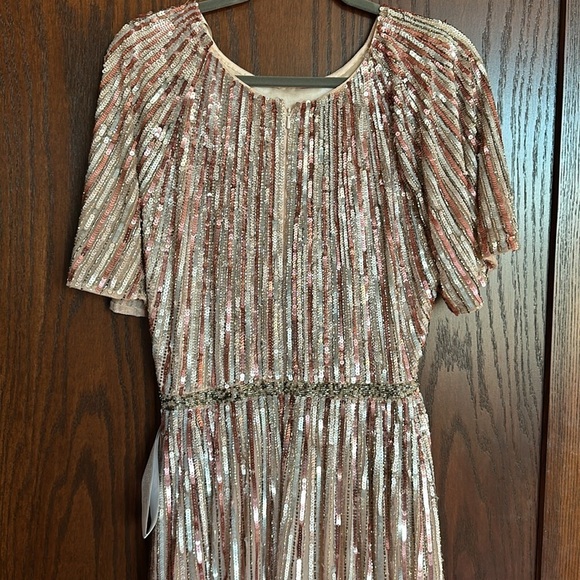 Mac Duggal Rose Gold Sequin Gown NWT Mac Duggal 4913 SEQUIN FLUTTER OMBRE SZ 12 - Picture 15 of 15